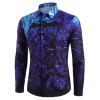 Chemise d'Halloween Boutonnée Chauve-souris Etoile Imprimés à Manches Longues - Bleu XL