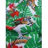 Tropical Leaf Tiger Print Beach Button Up Short Sleeve Shirt - multicolor 2XL