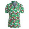 Tropical Leaf Tiger Print Beach Button Up Short Sleeve Shirt - multicolor 2XL