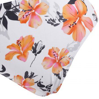Vacation Striped Floral Print Swimsuit Bowknot Lace-up Crisscross Cutout Tankini Swimwear