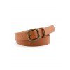 Ceinture Rétro Gravée Bouclée Carrée en Jean - Brun Légère 
