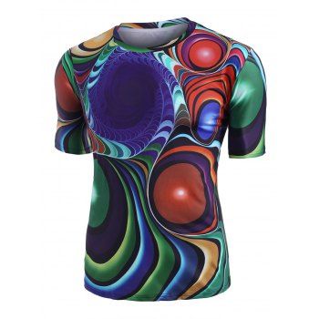 

Short Sleeve Graphic 3D Print T-shirt, Blue