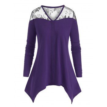 

Plus Size Mesh Insert Handkerchief T Shirt, Concord