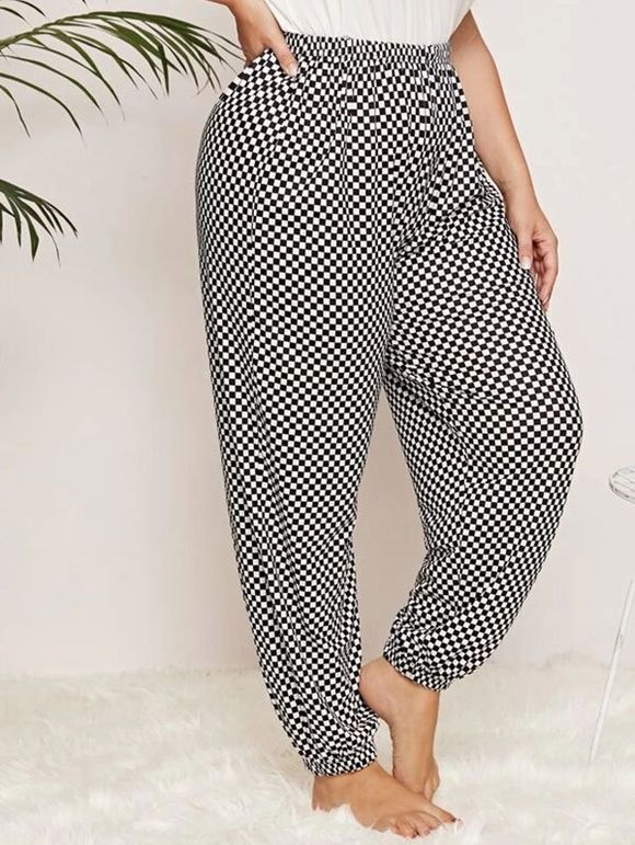 Pantalon Pyjama à Carreaux Grande-Taille - Noir 3XL