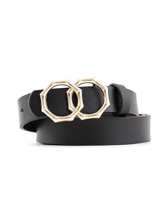 Ceinture Décorative Double Anneaux en Forme de Bambou Style Rétro - Noir 