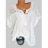 Corsage à Manches Chauve-Souris Fleur Broderie Grande-Taille - Blanc 4X