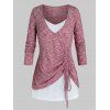 Ensemble de T-shirt Sanglé Teinté de Grande Taille et de Haut à Bretelle - Rose clair 4X