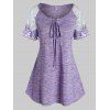 T-shirt Panneau en Dentelle de Grande Taille à Lacets - Violet Crocus 5X