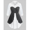 Chemisier Tunique Bicolore à Manches Roulées de Grande Taille - Gris 1X