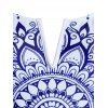 Maillot de Bain Tankini Vintage Gainant à Taille Haute à Col V et à Imprimé Floral - Bleu profond S