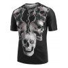 T-Shirt à Manches Courtes Crâne Imprimée - Noir M