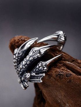 Stainless Steel Dragon Claw Open Ring