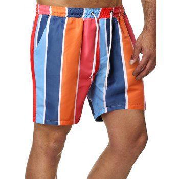 

Colorblock Stripes Pattern Beach Shorts, Multicolor