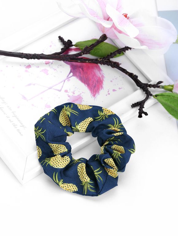 Chouchou Elastique Motif d'Ananas en Tissu - Noir 