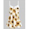 Débardeur Boutonné Motif Fleuri à Bretelle avec Bouton - Blanc 2XL