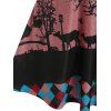 Animals Print Lace Panel Gothic Sweater Dress - BEAN RED M