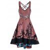 Robe à Bretelle Croisée Panneau à Paillettes à Imprimé Arbre - Rose clair L