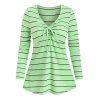 T-shirt Côtelé Rayé Motif de Nœud Papillon - Vert clair 3XL