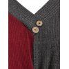 Plus Size Two Tone Twisted Ribbed Knit Sweater - multicolor 4X