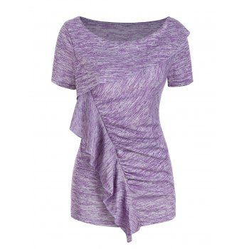 

Heather Ruffle Short Sleeve T-shirt, Light purple