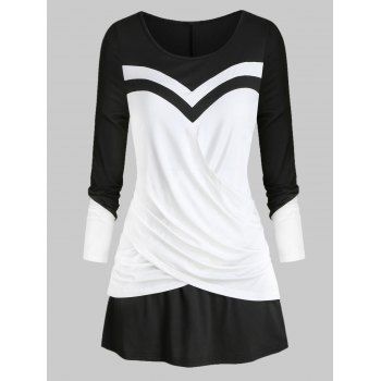 

Plus Size Colorblock Crossover T Shirt, Black
