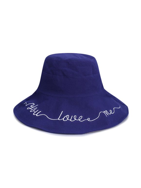Chapeau de Pêcheur en Coton Motif de Lettre - Bleu 