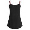 Flower Embroidered Pleated Tunic Tank Top - BLACK S