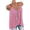 Flower Embroidered Pleated Tunic Tank Top - RED XL