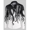 Chemise Boutonnée Motif de Pieuvre à Manches Longues - multicolor M