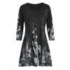 Haut Tunique Floral à Manches 3 / 4 Grande Taille - Gris 5X