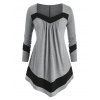 T-shirt Asymétrique à Ourlet Contrasté de Grande Taille - Nuage Gris 5X