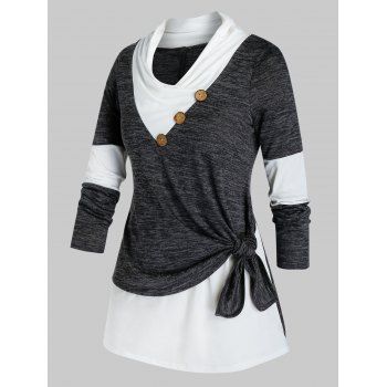 

Plus Size Marled Knotted 2fer T-shirt, Dark slate grey