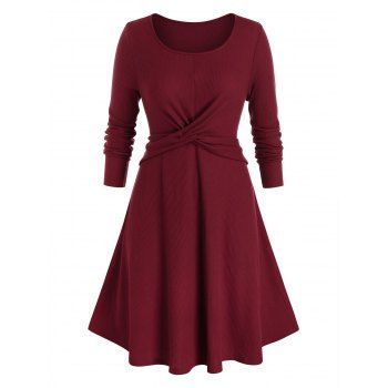 

Plus Size A Line Front Cross Dress, Red wine