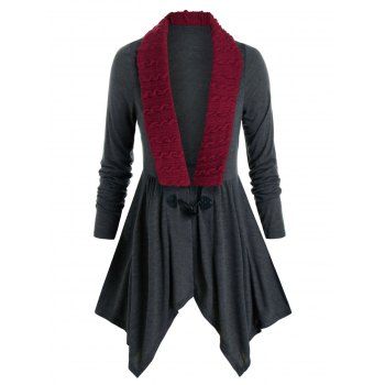 

Plus Size Cable Knit Insert Horn Button Cardigan, Carbon gray