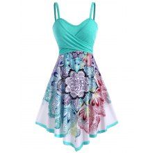 Summer Bohemian Contrast Flower Crossover Sleeveless Empire Waist Midi Dress from dresslily dresslily Summer Bohemian Contrast Flower Crossover Sleeveless Empire Waist Midi Dress
