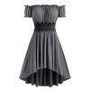 Robe Mi-Longue Haute Basse à Epaule Dénudée de Grande Taille - Gris 4X