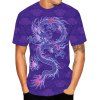 T-shirt Dragon Oriental Imprimé à Manches Courtes - multicolor L