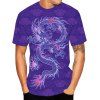T-shirt Dragon Oriental Imprimé à Manches Courtes - multicolor 3XL