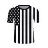 T-shirt Décontracté Drapeau Américain Imprimé Contrasté à Col Rond - multicolor M
