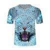 T-shirt Décontracté Léopard Graphique Manches Courtes à Col Rond - multicolor 3XL