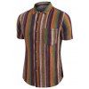 Chemise Boutonnée Colorée à Rayure Verticale avec Poche en Lin - Jaune S