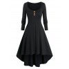 Robe Haute Basse Panneau en Maille de Grande Taille - Noir 1X