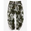 Pantalon de Jogging Tribal à Imprimé Peinture d'Encre - Vert profond S