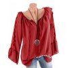 Chemisier Superposé de Grande Taille à Manches de Cloche - Rouge foncé 3X