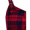 Checked Pattern Button A Line Dress - RED XL