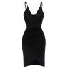 Robe Drapée à Bretelle Fine - Noir 3XL