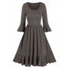 Robe Ligne A Plissée à Manches Longues à Volants - café lumière XL