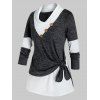 T-Shirt Noué de Grande Taille - Gris Ardoise Foncé 4X