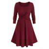 Robe Ligne A Croisée en Avant de Grande Taille - Rouge Vineux 1X