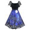 Plus Size Halloween Print Lace Retro Dress - BLACK 2X